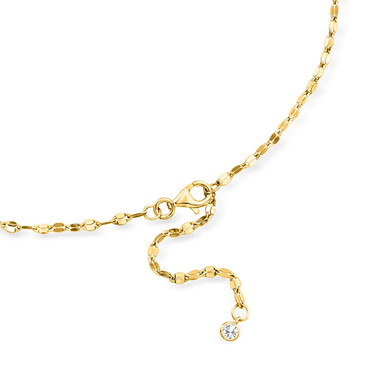 Gold-tone necklace clasp and chain with small round CZ charm and link detail