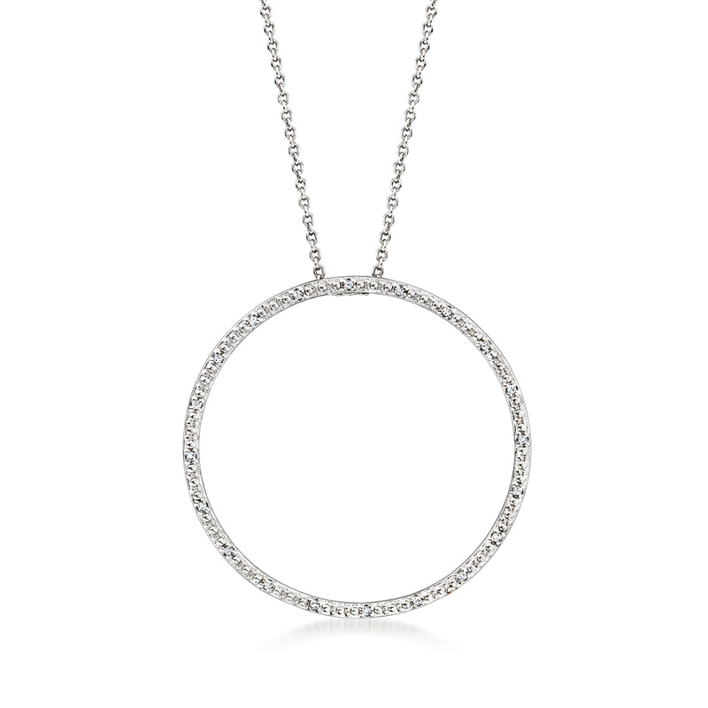 Sterling silver diamond eternity circle pendant necklace with thin chain