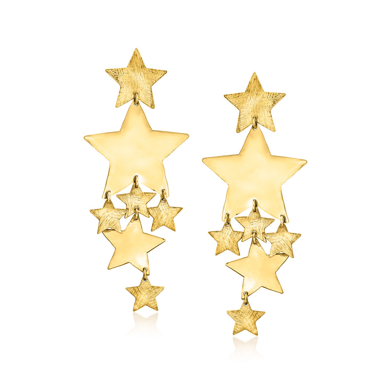 Gold-tone star drop earrings with five stacked star charms and hooks