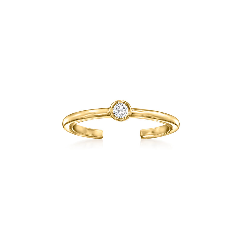 14kt yellow gold toe ring with round diamond solitaire