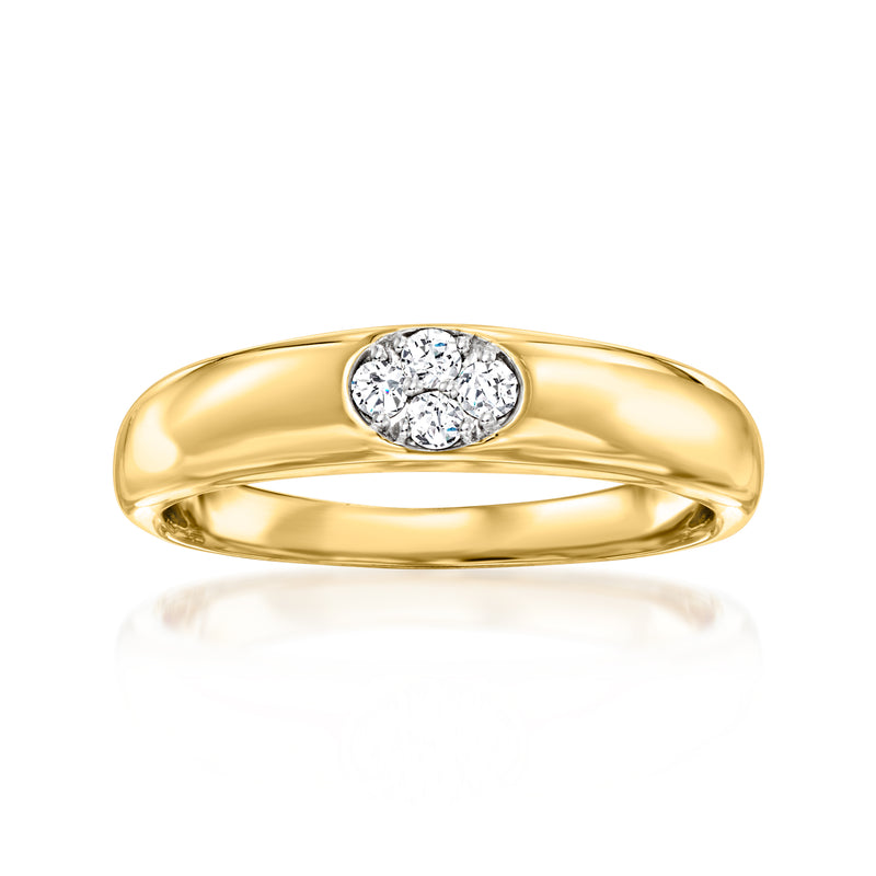 18kt yellow gold ring with round center diamond and polished bezel setting