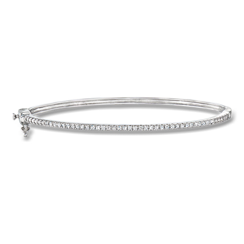 Diamond bangle bracelet in sterling silver with pavé-set diamonds