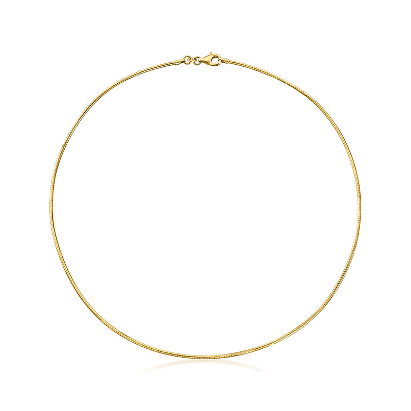 18kt gold over sterling omega-style necklace chain with spring clasp and small ring detail