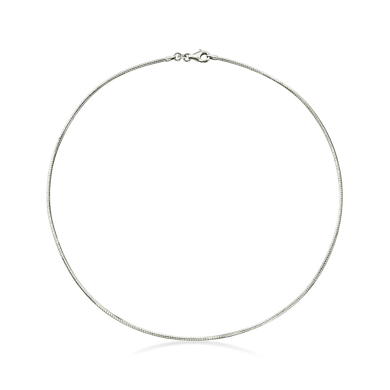 Sterling silver omega necklace with fine chain and small lobster clasp