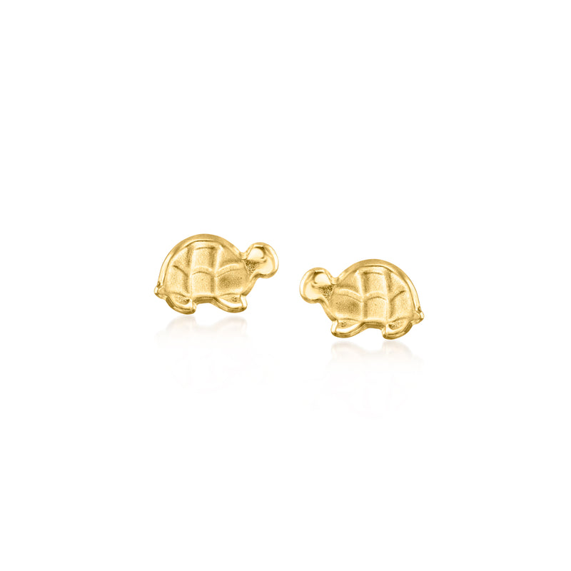 14kt yellow gold turtle stud post earrings, polished