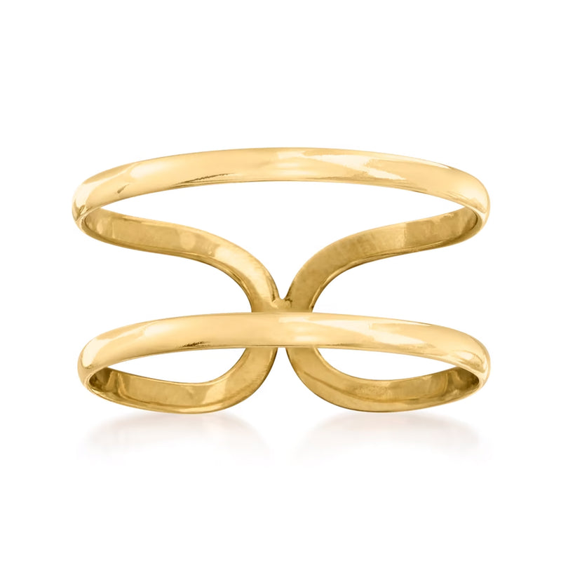 10kt yellow gold open-space ring with split, curved bands