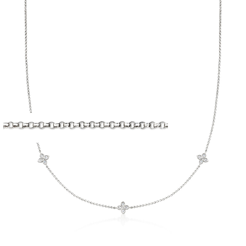18kt white gold diamond choker necklace with round bezel-set stones
