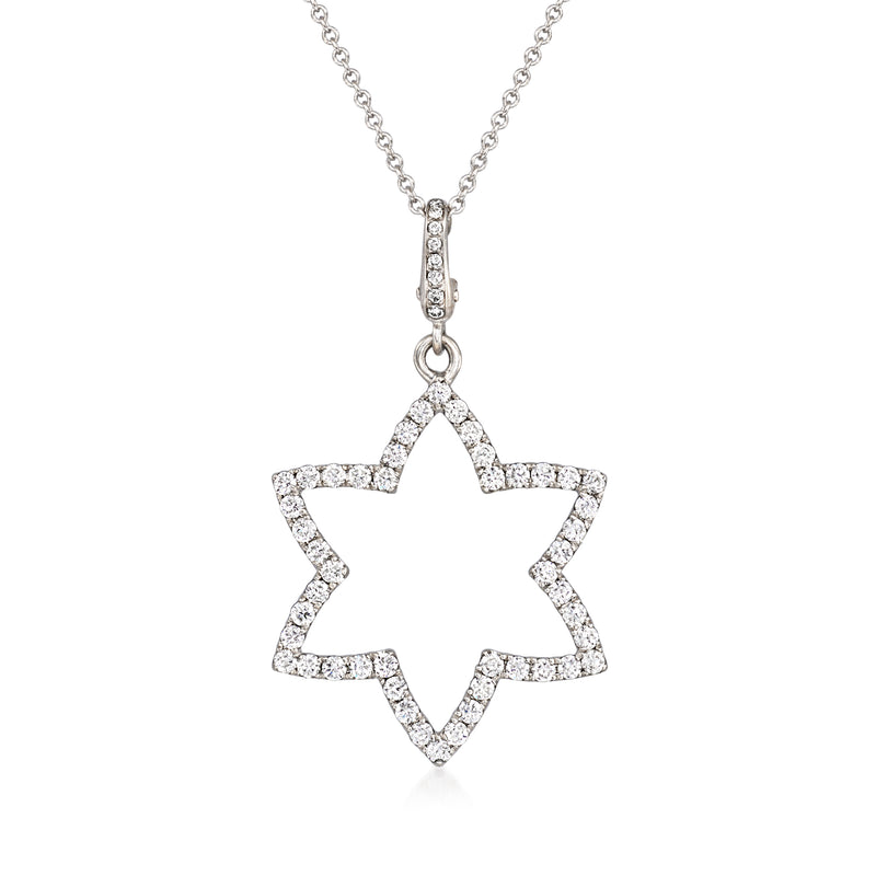 Diamond star outline pendant necklace in 18kt white gold