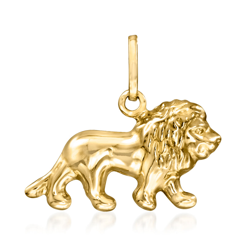 14kt yellow gold lion pendant with bail