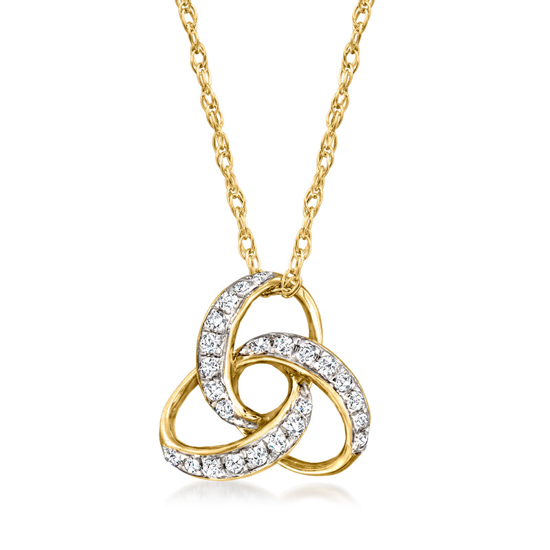 14kt yellow gold diamond Celtic knot pendant necklace