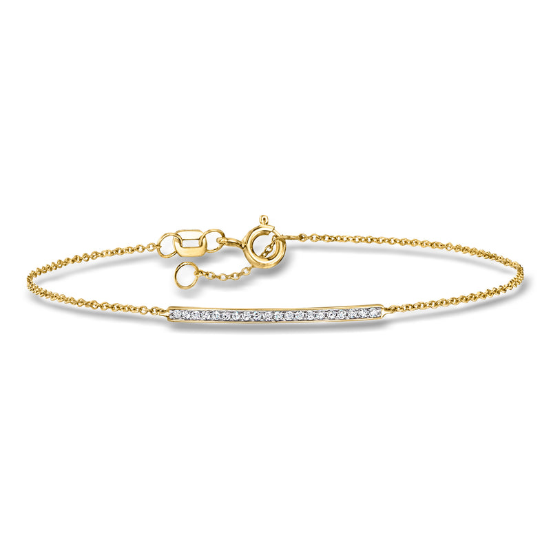 14kt yellow gold diamond bar bracelet with pavé-set center bar