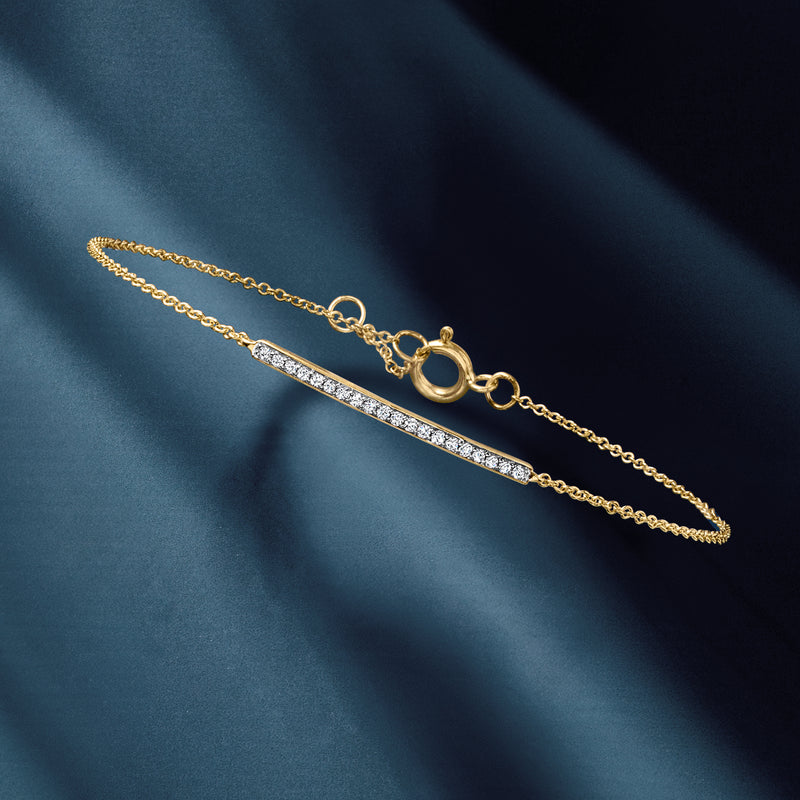 14kt yellow gold pavé diamond bar bracelet