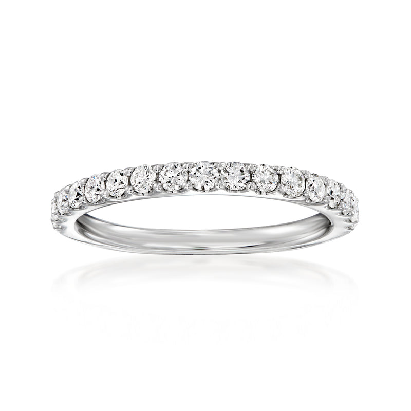 Gabriel Designs diamond wedding band in 14kt white gold with round diamonds