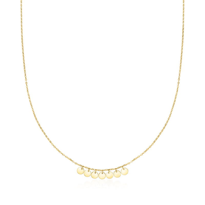 Yellow gold multi-disc station necklace with small round charms