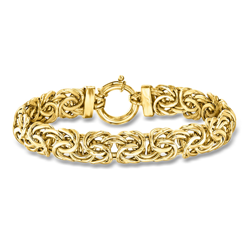 Yellow gold Byzantine chain bracelet with clasp, round link pattern