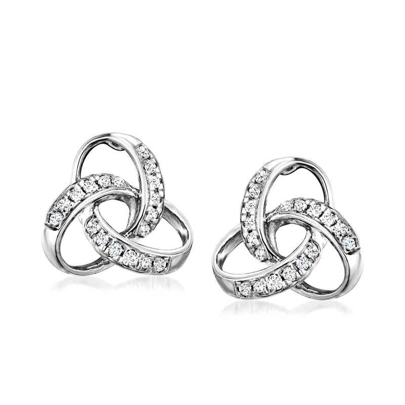 Diamond Celtic knot stud earrings in sterling silver