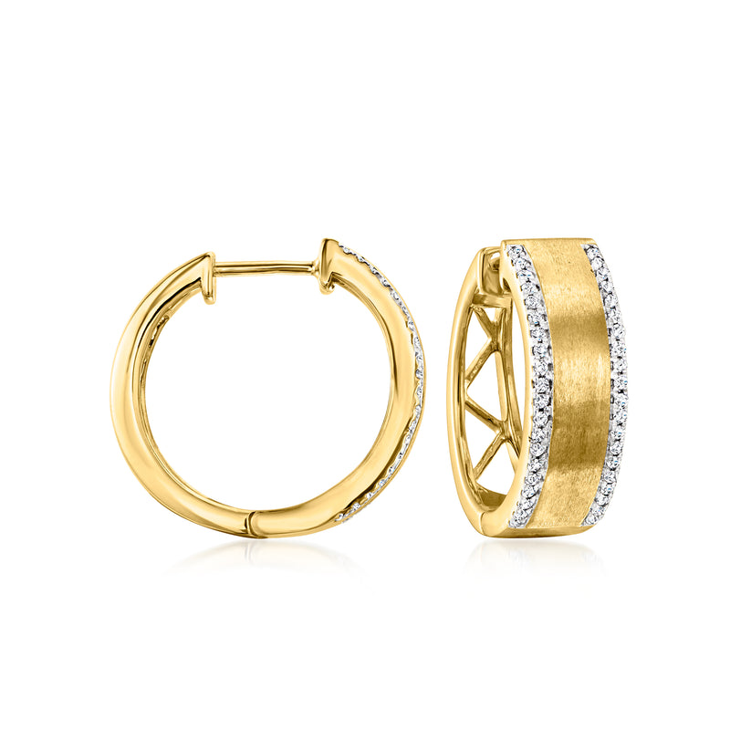 Diamond hoop earrings in gold over sterling with pavé accents