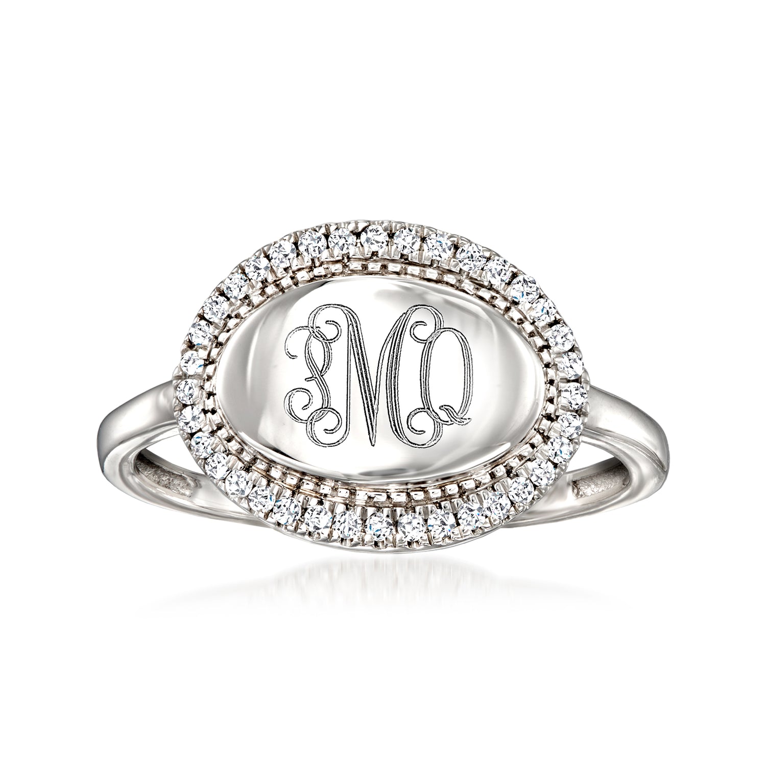 .10 ct. t.w. Diamond Personalized Oval Ring in Sterling Silver