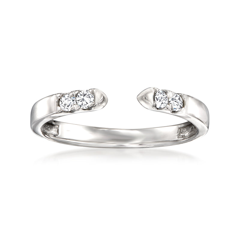 Sterling silver pointed open-space ring with three round diamonds