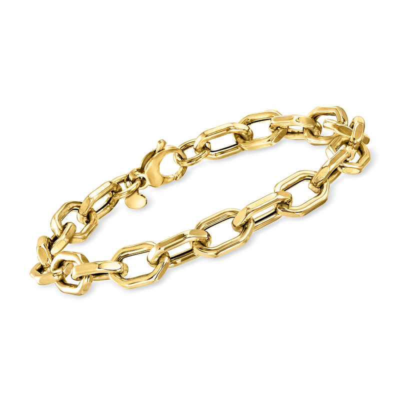 18kt yellow gold cable-link bracelet with clasp ends