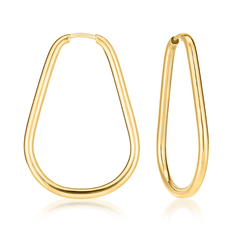 14kt yellow gold teardrop hoop earrings with seamless endless hoop design