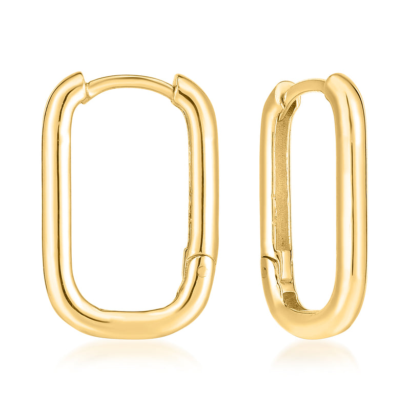 14kt yellow gold endless huggie hoop earrings, polished hinged oval hoops