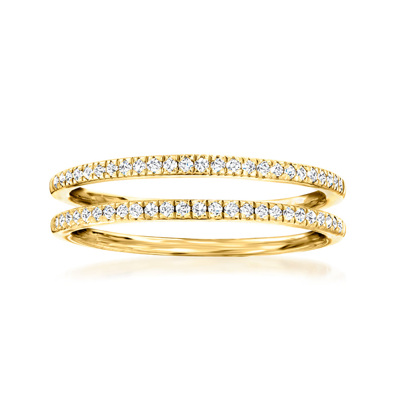 Two stackable diamond rings in 18kt gold over sterling, with pavé-set stones