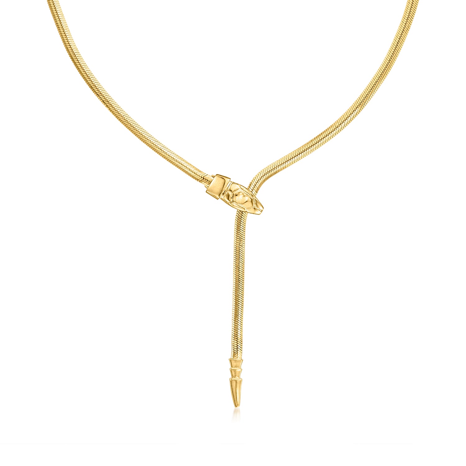 14kt Yellow Gold Snake Head Lariat Necklace