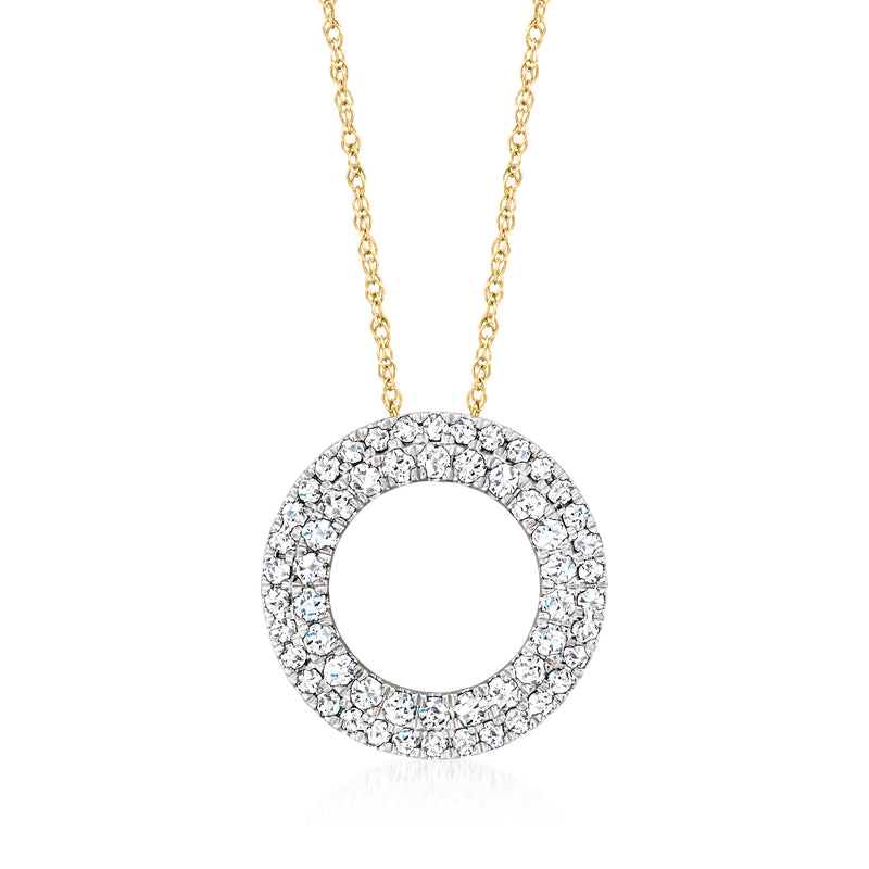 Diamond eternity circle pendant necklace in 18kt yellow gold