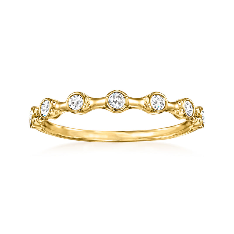 18kt yellow gold diamond bezel-set band with five round stones