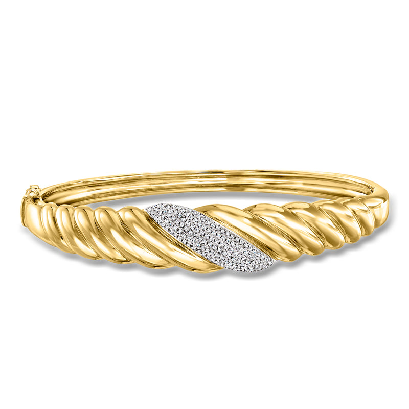 18kt yellow gold diamond shrimp bangle bracelet