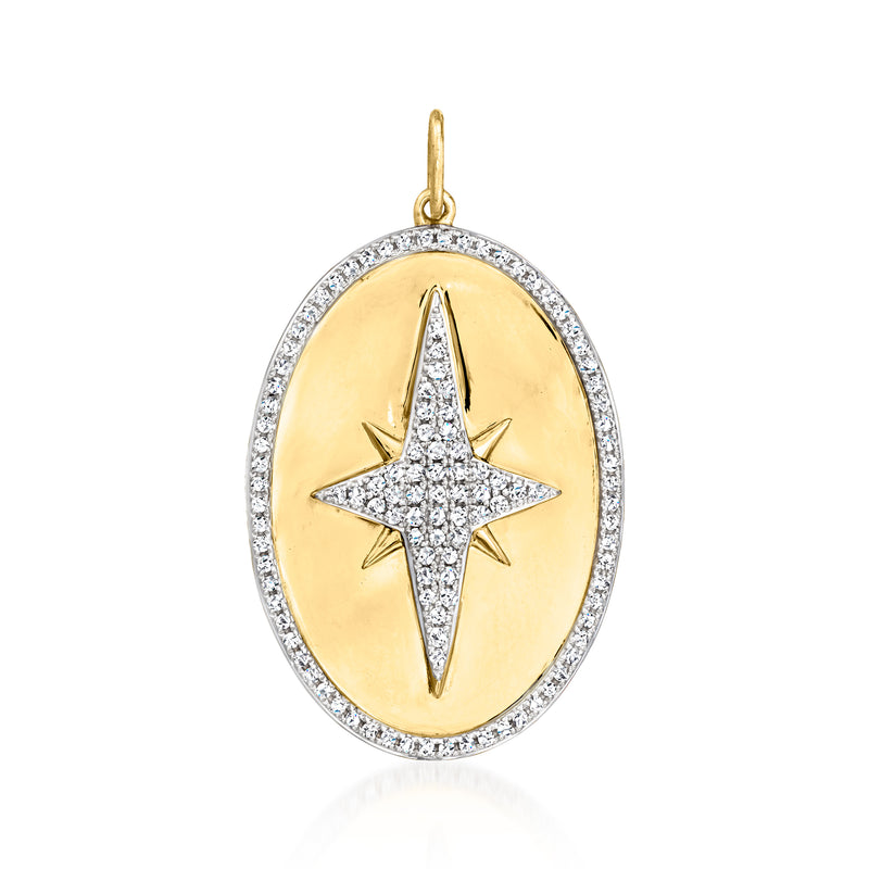 Oval diamond starburst pendant in 18kt yellow gold