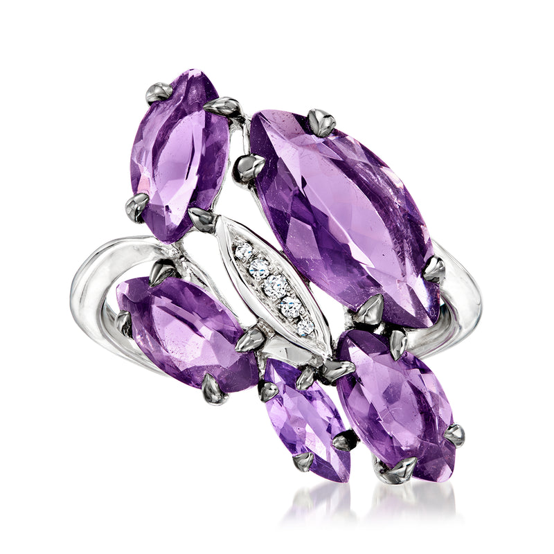 Vintage amethyst and diamond ring in white gold
