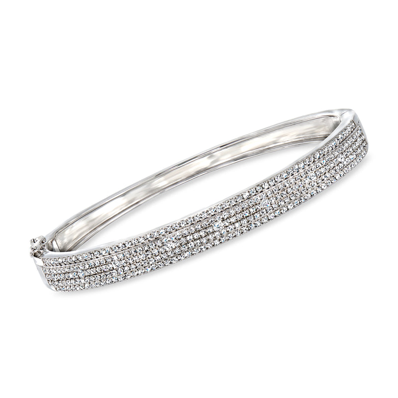 Sterling silver pave diamond bangle bracelet