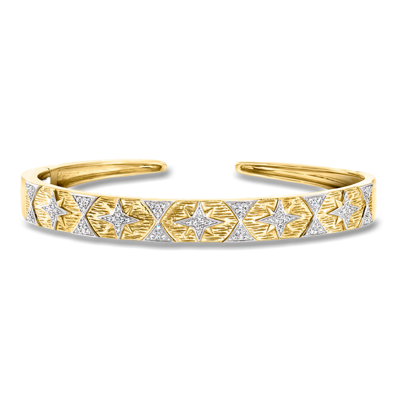 .33 ct. t.w. Diamond Starburst Cuff Bracelet in 18kt Gold Over Sterling. 7"