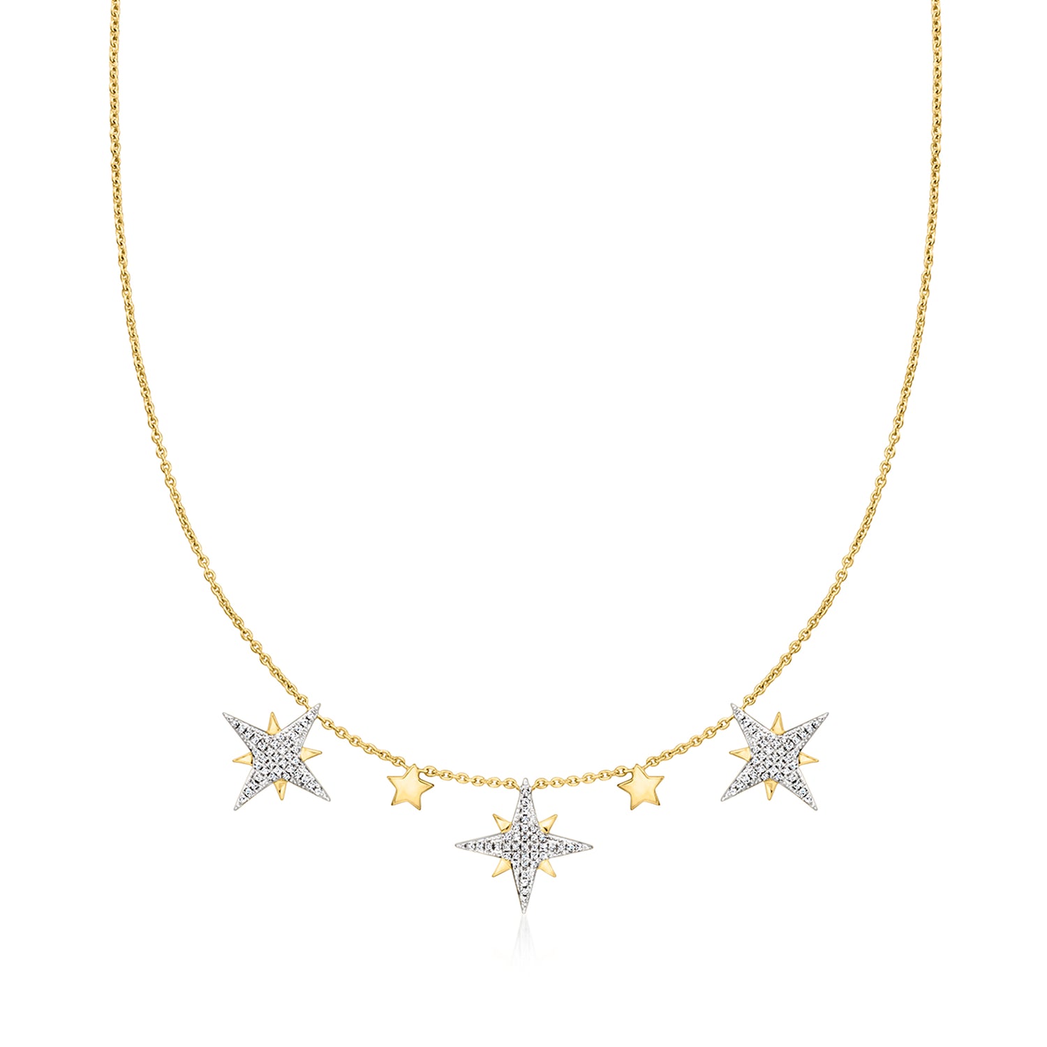 .31 ct. t.w. Diamond Starburst Drop Necklace in 18kt Gold Over Sterling