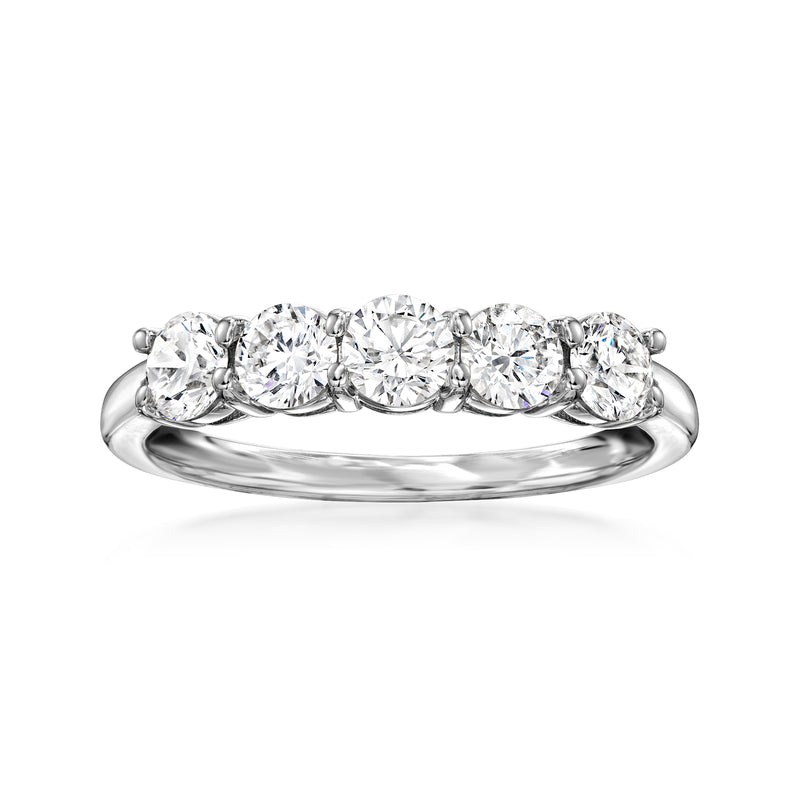 Five-stone lab-grown diamond ring in 14kt white gold with five round prong-set stones