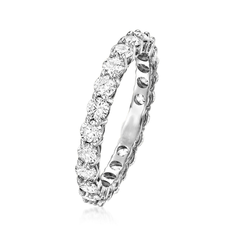 14kt white gold eternity band with continuous round lab-grown diamonds on the band