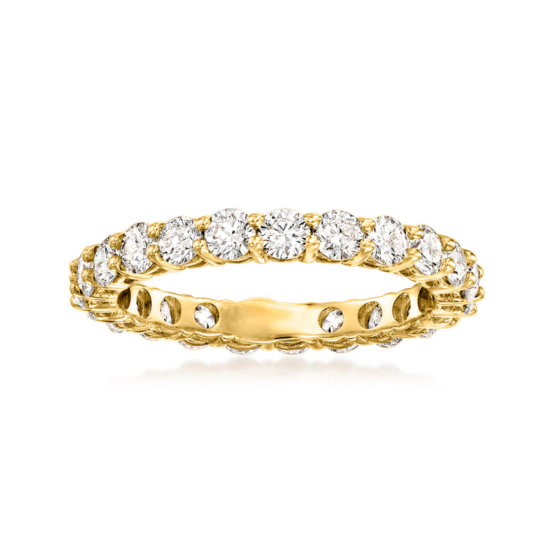 14kt yellow gold eternity band with round prong-set diamonds