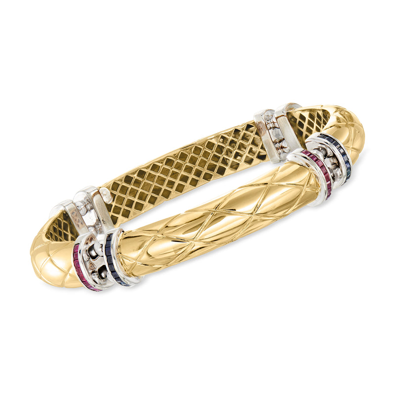 Two-tone 14kt gold vintage bracelet with sapphire and ruby accents