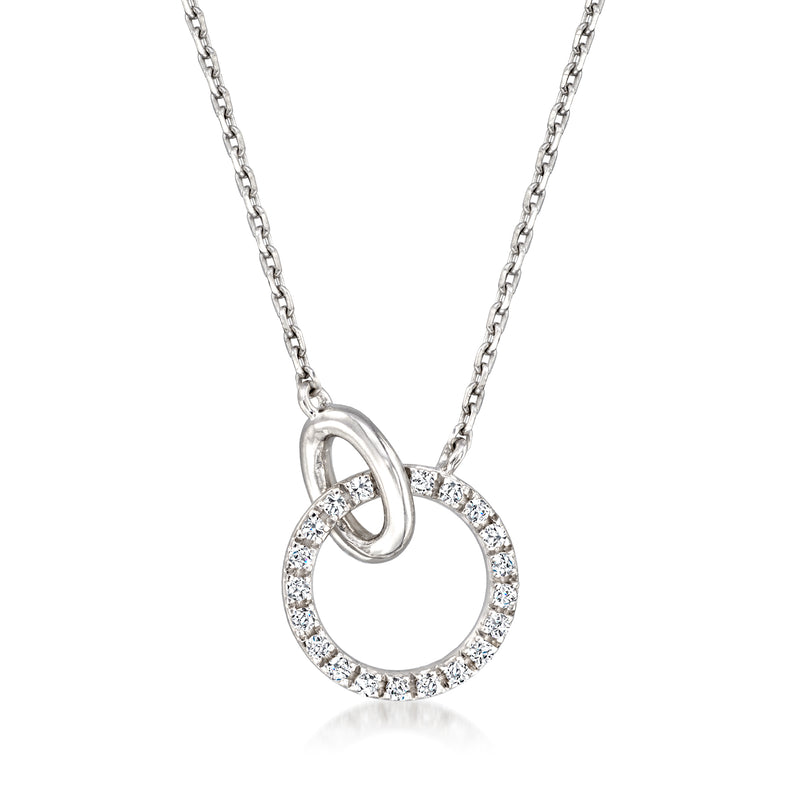 Sterling silver diamond interlocking-circle necklace with pavé circle pendant