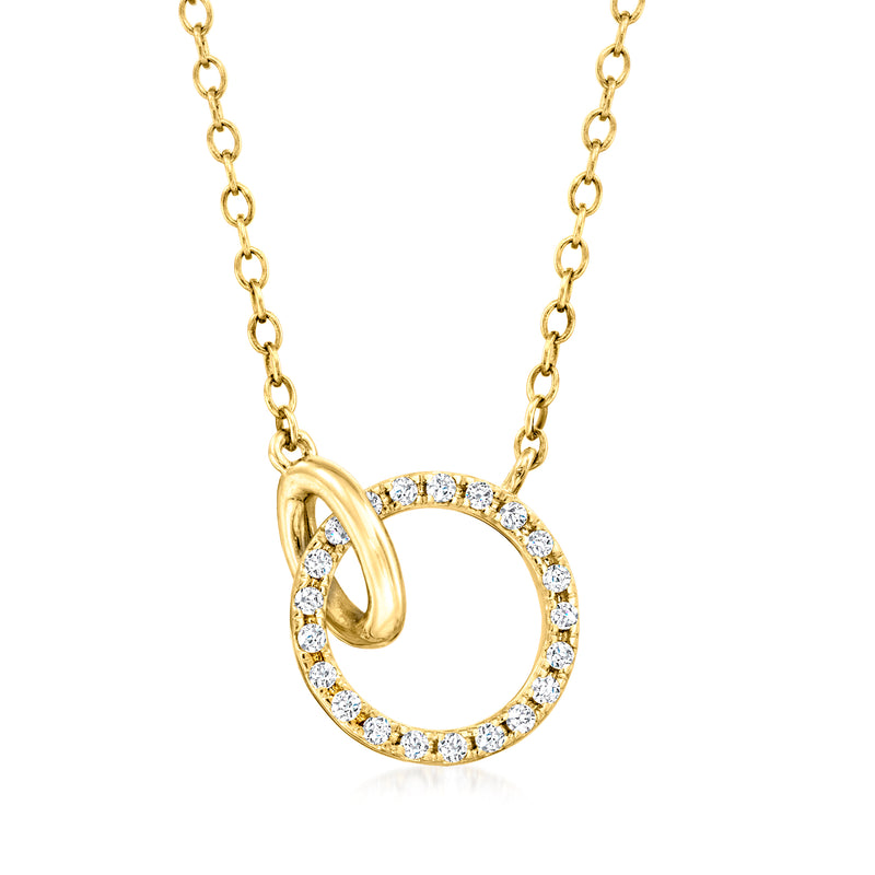 Diamond circle and loop necklace in 14kt yellow gold