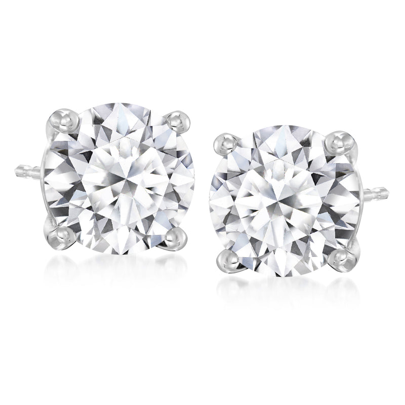 Diamond stud earrings in 14kt white gold with round brilliant-cut stones
