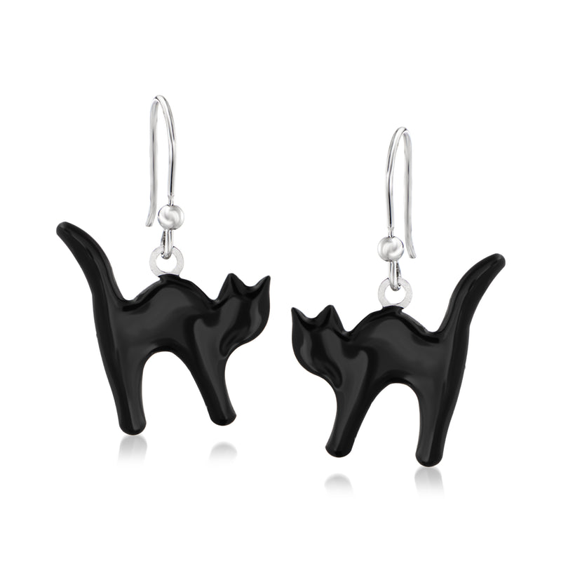 Italian Multicolored Enamel and Sterling Silver Jewelry Set: Three Pairs of Halloween Drop Earrings