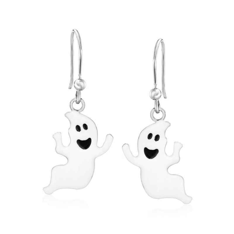 Italian Multicolored Enamel and Sterling Silver Jewelry Set: Three Pairs of Halloween Drop Earrings