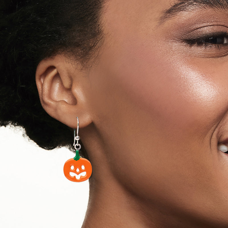 Italian Multicolored Enamel and Sterling Silver Jewelry Set: Three Pairs of Halloween Drop Earrings
