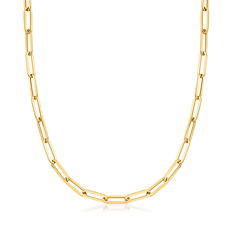 18kt yellow gold paper clip link chain necklace with oval links