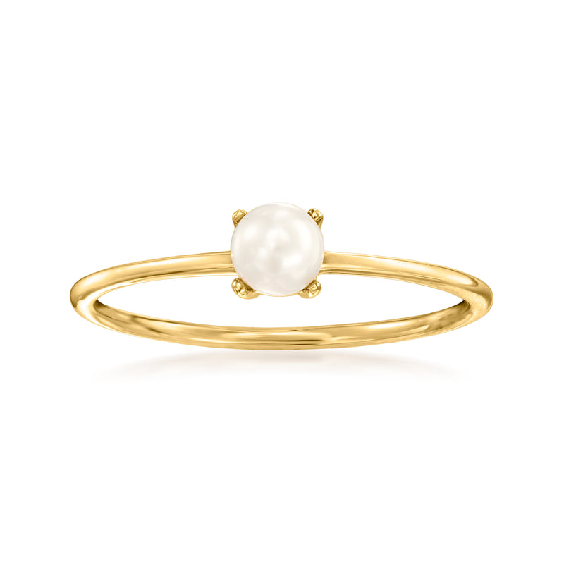 Cultured pearl ring in 14kt yellow gold with round white pearl
