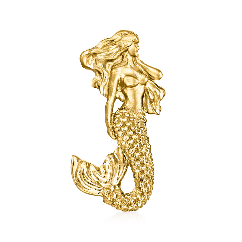 14kt yellow gold mermaid slide pendant with coiled tail detail