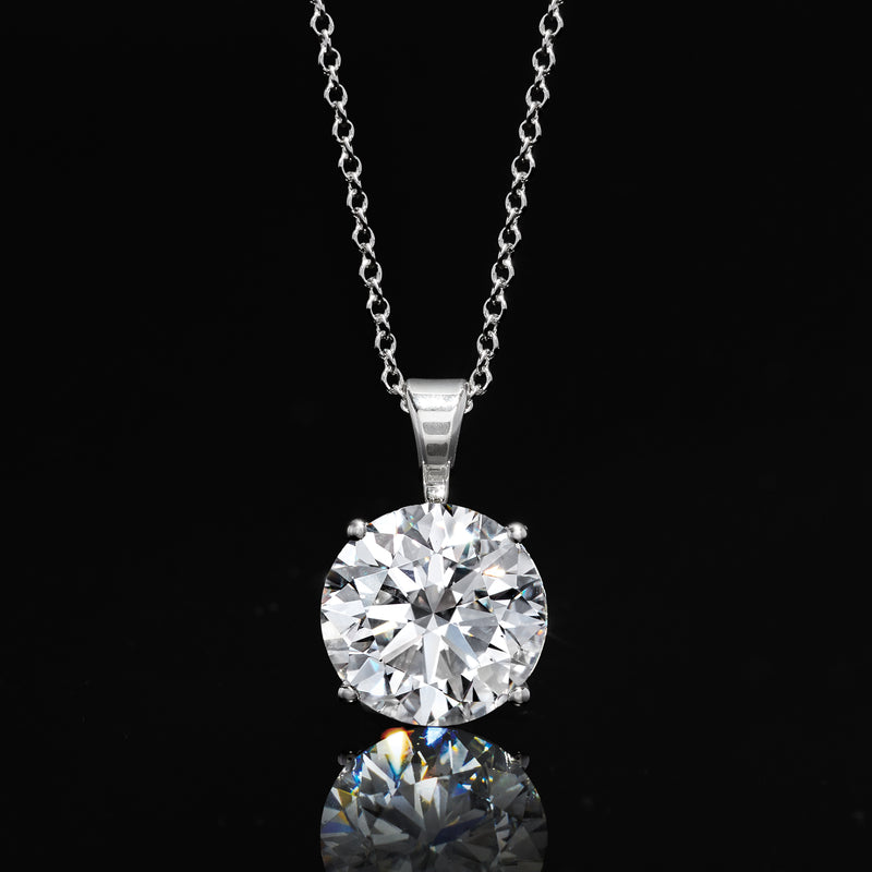 Lab-grown 3.00-carat round diamond solitaire pendant in 14kt white gold on chain